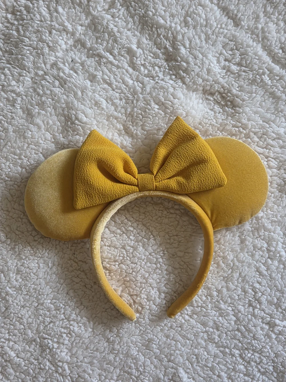 Yellow Velvet Bow Minnie Ear Headband (Tag Cut)